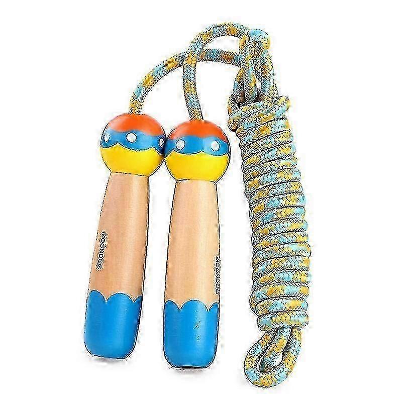 Adjustable Kids Jump Rope with Wooden Handles (Blue)