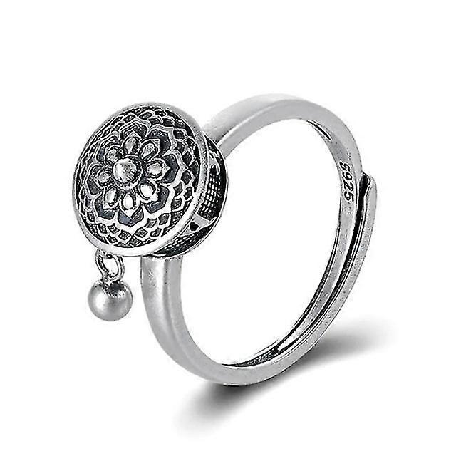 女性のための銀色の仏教の指輪チベットの祈りの輪のリングマントラ7チャクラリング幸運の女性リング