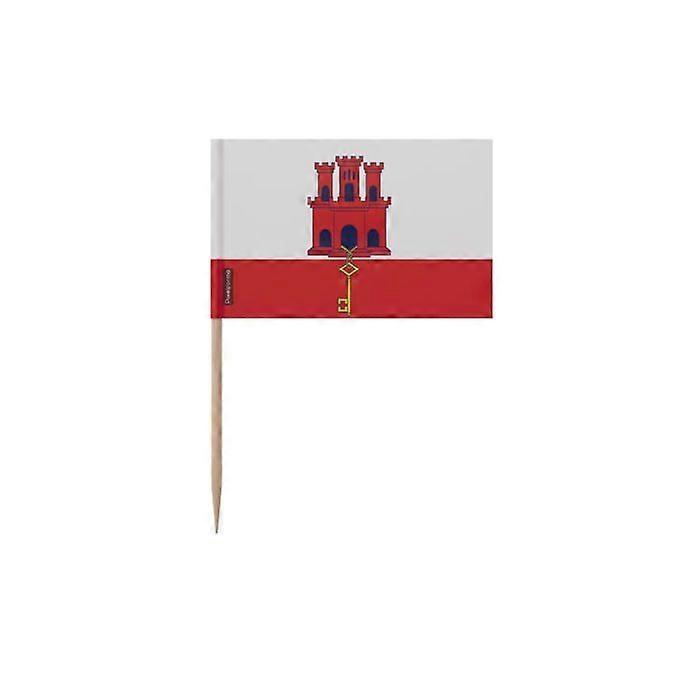 Gibraltar Flag Toothpicks - 8 cm - 100 pieces - Adhesive plastic - Bamboo stick - Pixelforma