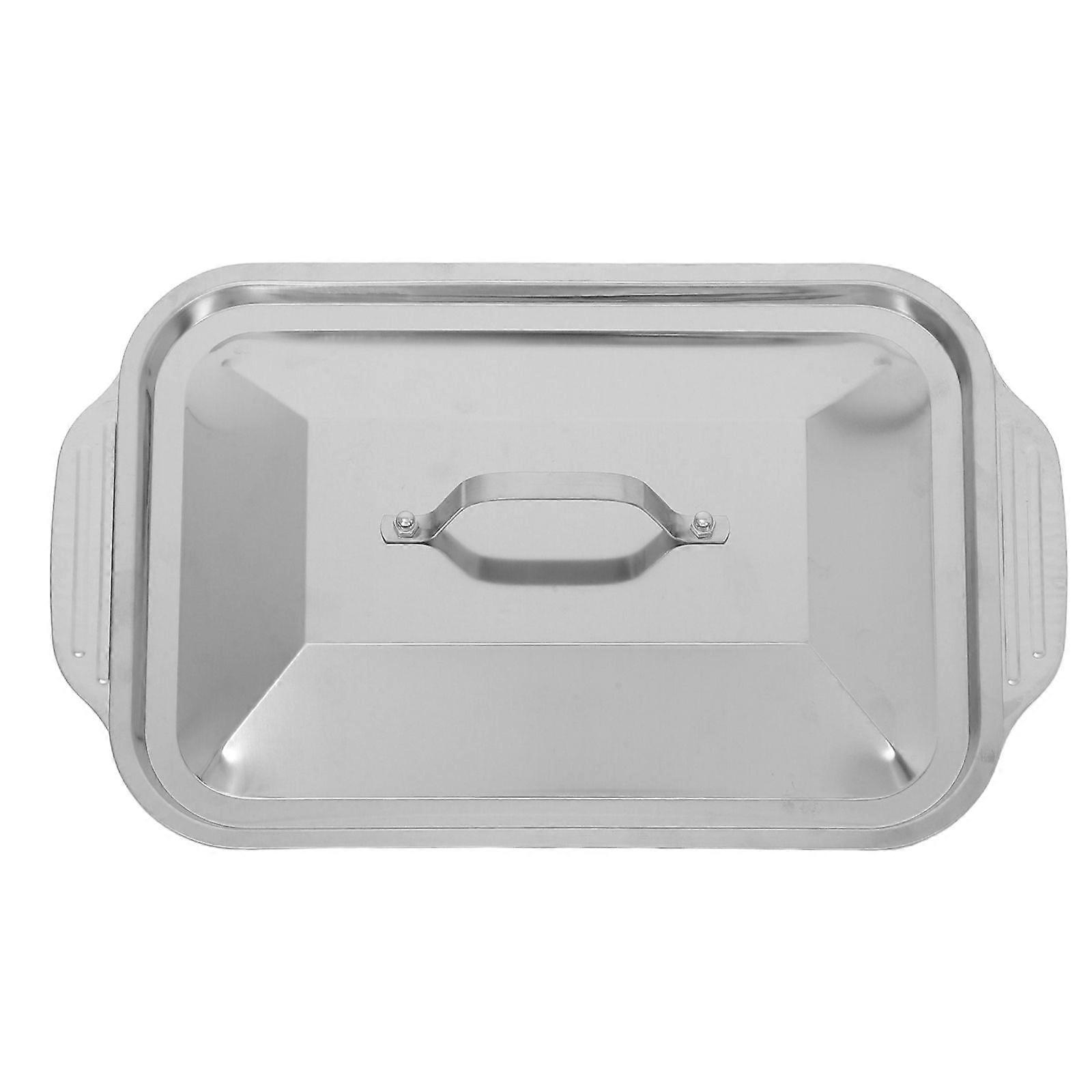 Grilling Tray: Stainless Steel Fish Grilling Pan With Lid - Deep Rectangular Roasting Tray - Multifunctional Baking Plate For Roasting Baking Serving
