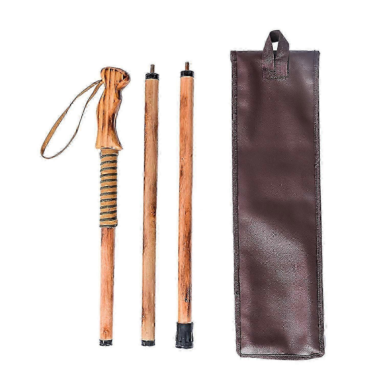 3 Piece Walking Cane with Removable Hardwood Pine Handle and Compass 55 Inch