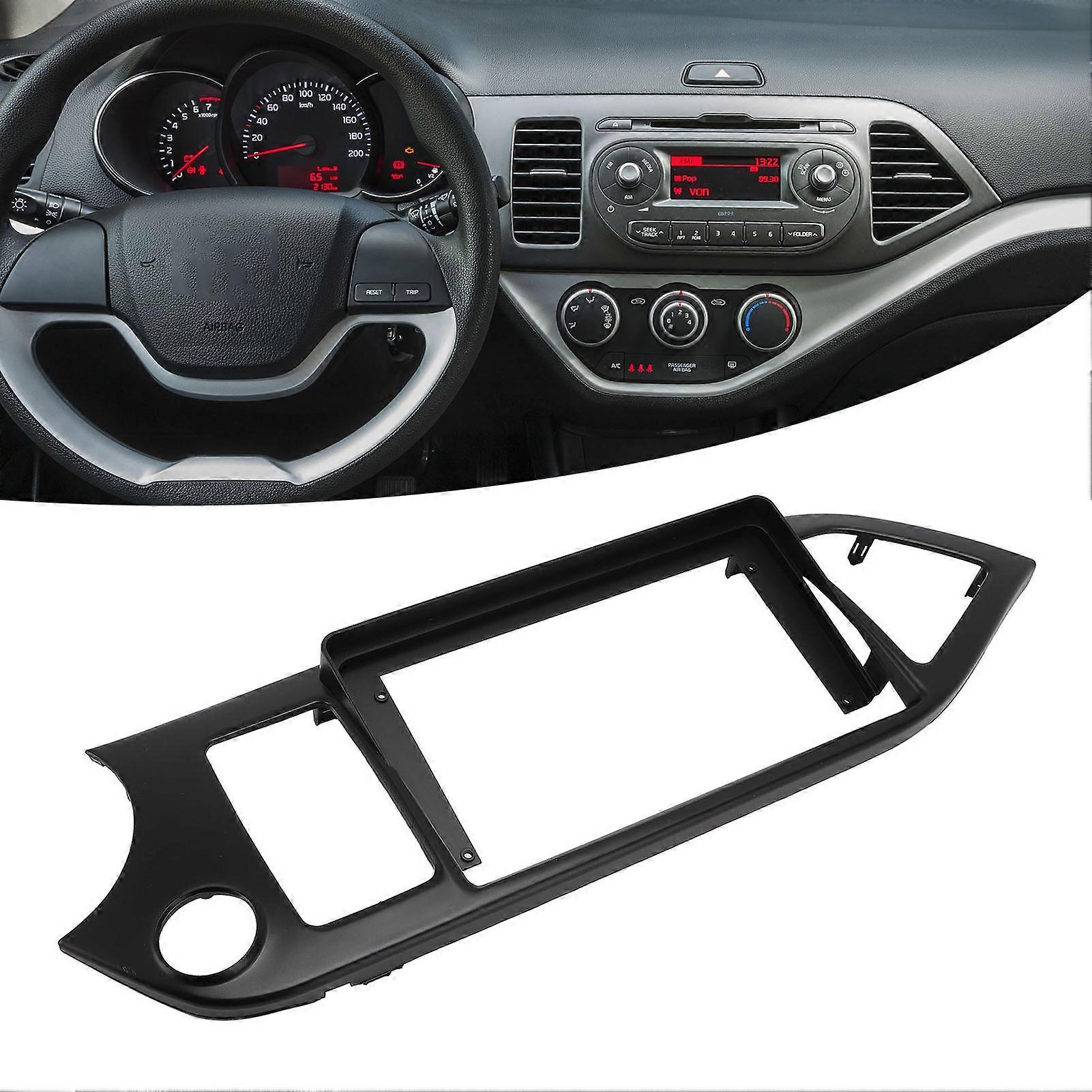 9 Inch 2 Din Car Stereo Radio Fascia Protective Precise Fit Black Navigation Panel Frame Replacement for Picanto 2011 to 2017 Without Power Cord 