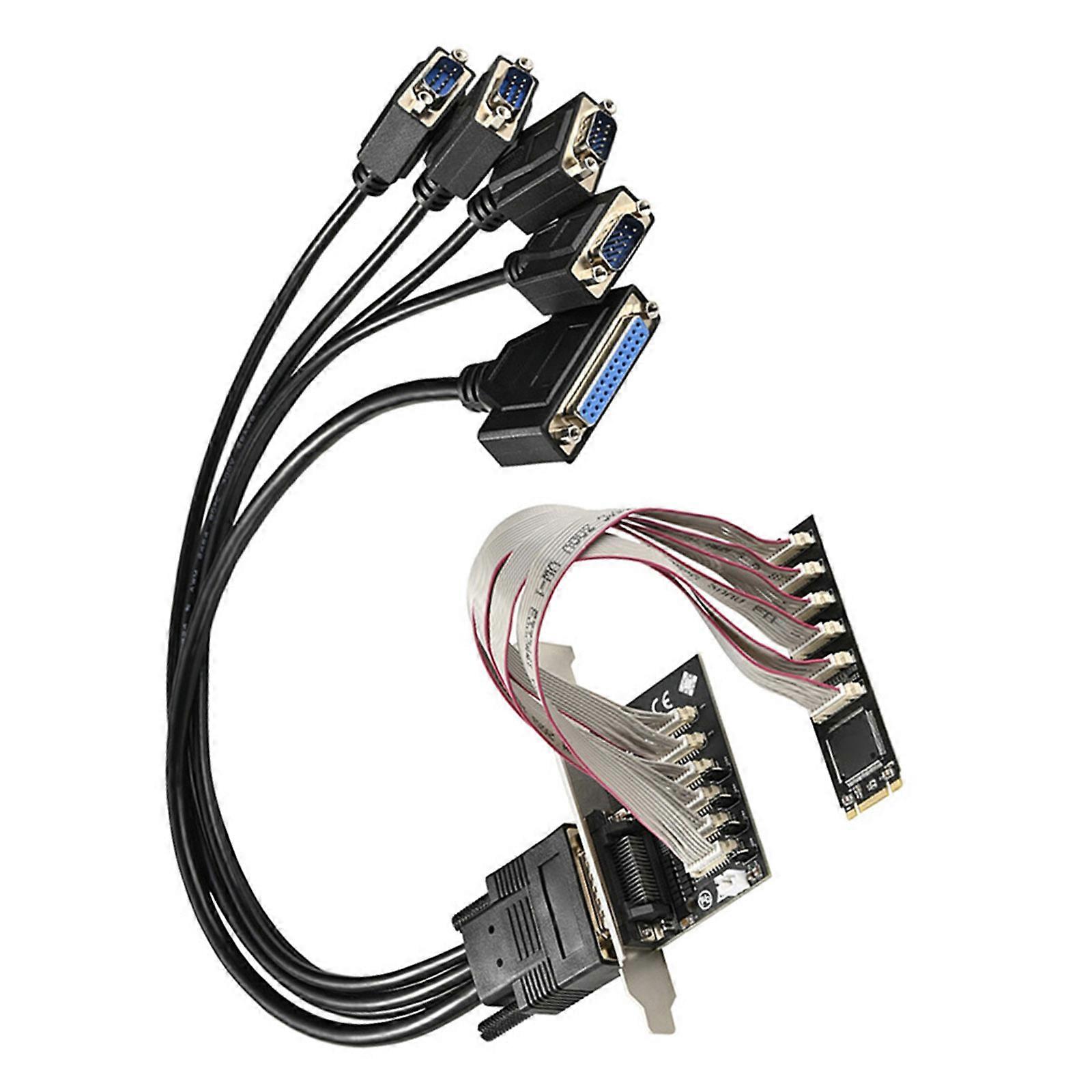 Highly Speed Data Transfer M.2 M+B Key to 4X RS232 Serial Adapter Card Expansion Easy Installation for Desktops PC Multicolor