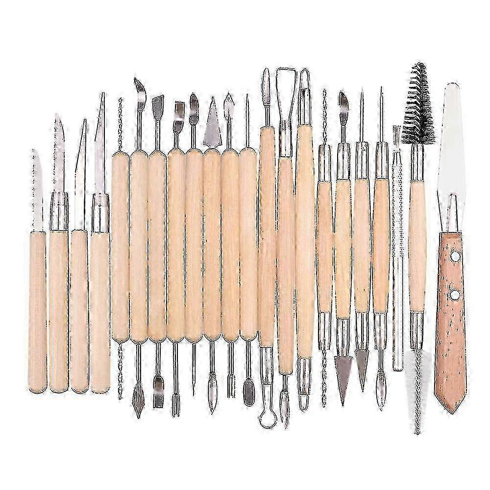 dd-22pcs Clay Sculpting Tools Kit Clay Modelling Tools Wooden Polymer Clay Tools Rubber Pottery Tools--xgm-xgm