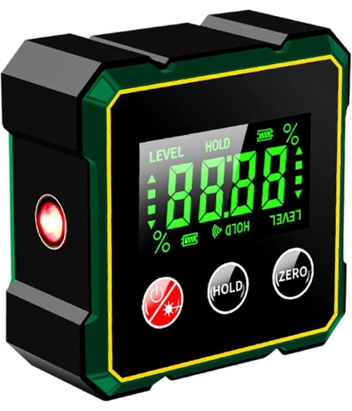 Digital Level Inclinometer With LCD Display ABS Plastic BuiltIn Magnetic Base Black For Carpentry And Construction