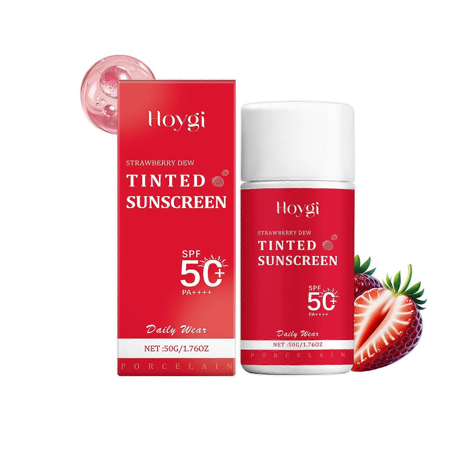 Hoygi Strawberry Tinted Protective Cream For Outdoor Facial Moisturizing, Refreshing And Non-Greasy, Suitable For All Skin Types
