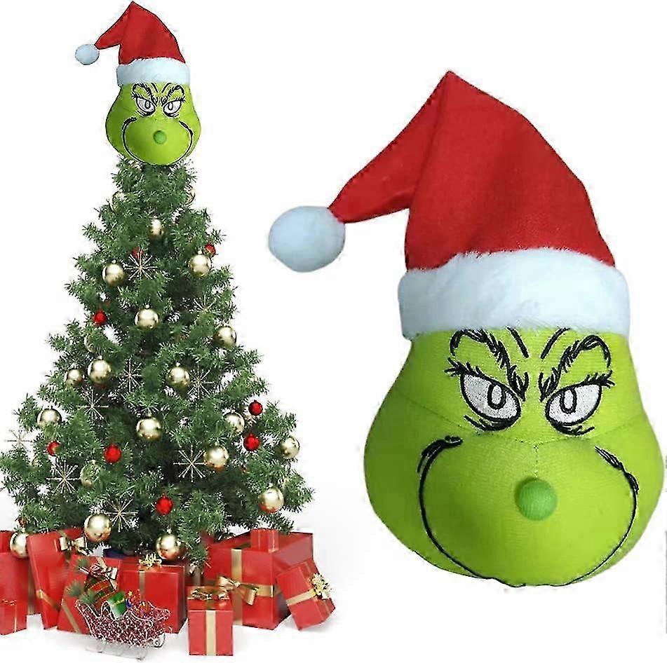 Grinch Christmas ornament for tree topper with plush toy5. Holiday tree topper with Grinch plush ornament for decoration