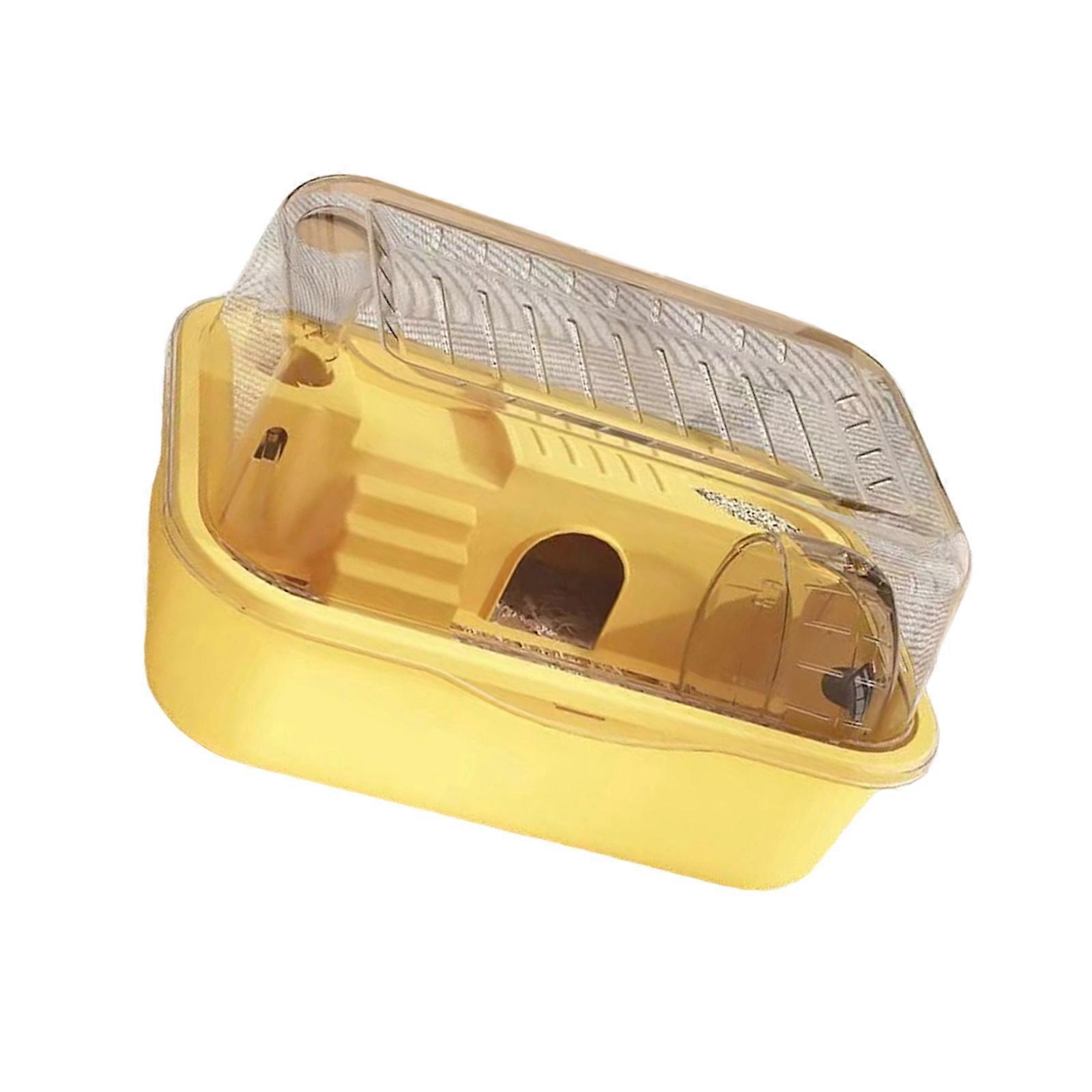 Ventilated Small Animal Cage Enclosure with Low Noise Exercise Wheel and Interaction Activity Zones for Hamsters  Yellow