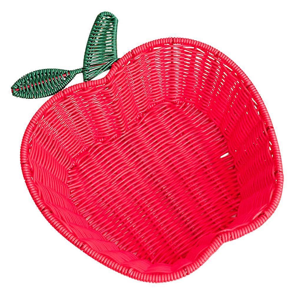 Apple Shape Woven Basket for Fruit Storage with Red Color