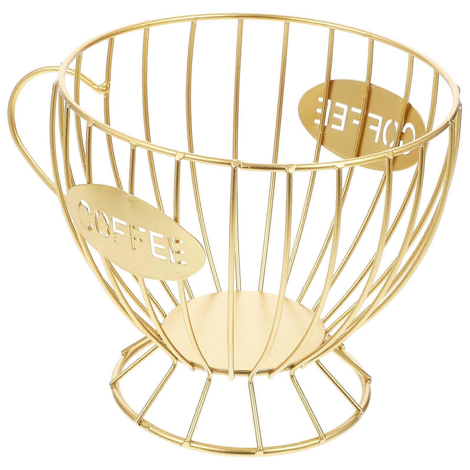 Coffee Pod Storage Basket with Open Metal Design for Kitchen Counter Snacks and Chocolates