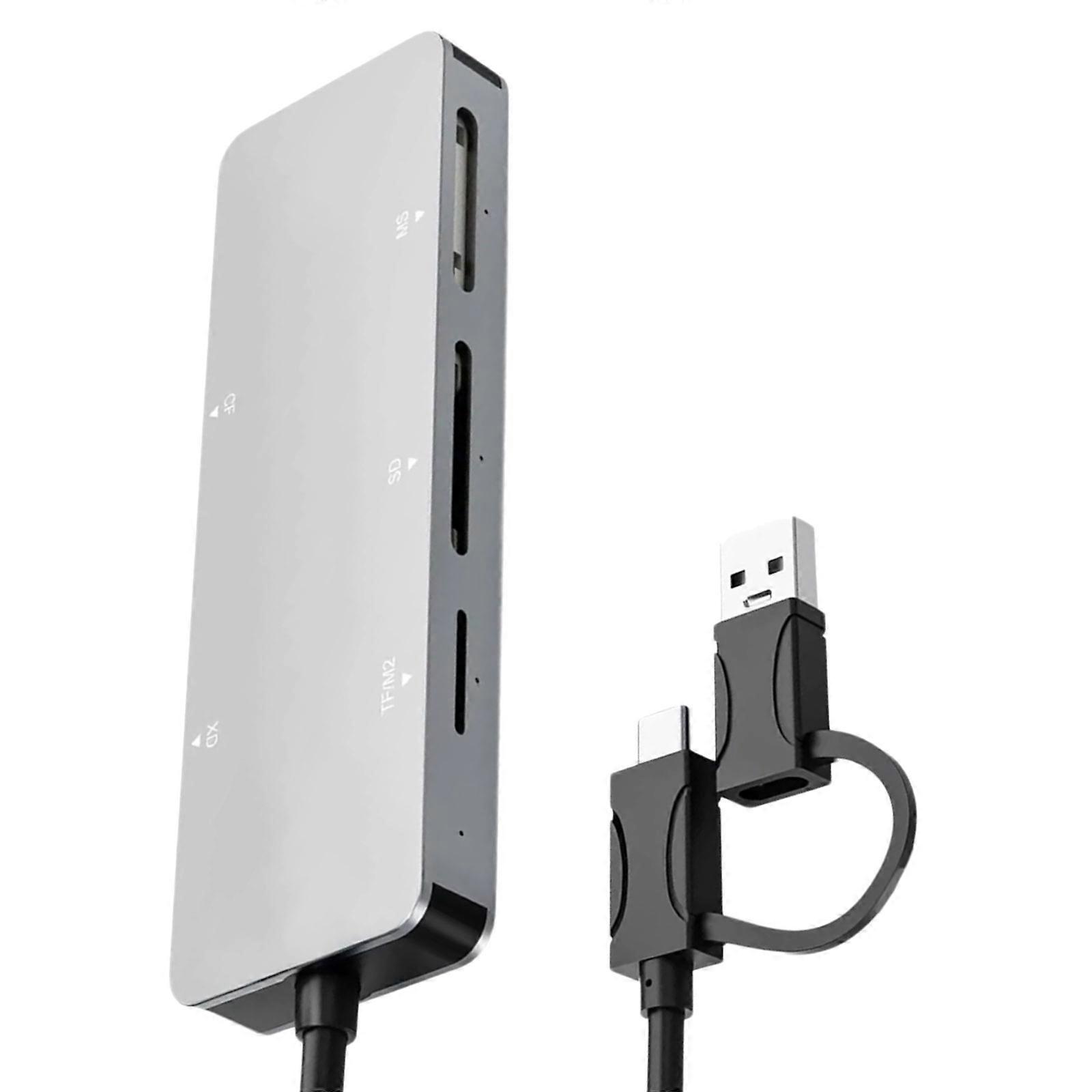 6 in 1 Card Reader USB3.0 Type C Adapter Supporting MS TF M.2 XD Cards Multiple Devices Compatible Multicolor