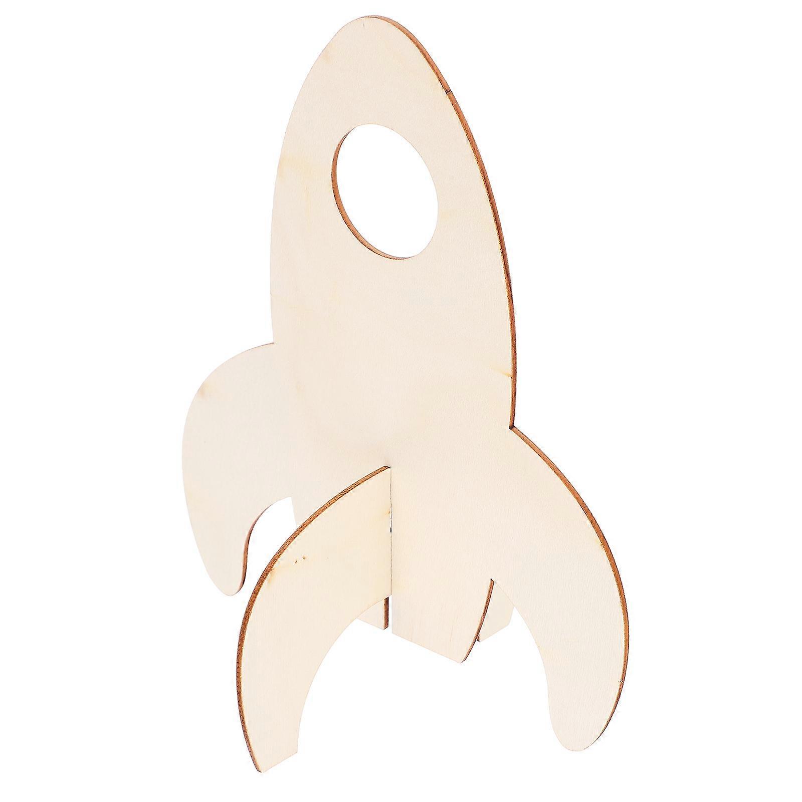 5 قطع لعبة صاروخ غير مصبوغة DIY الجمعية ألعاب الصواريخ ألعاب خشبية صاروخية اللوحة