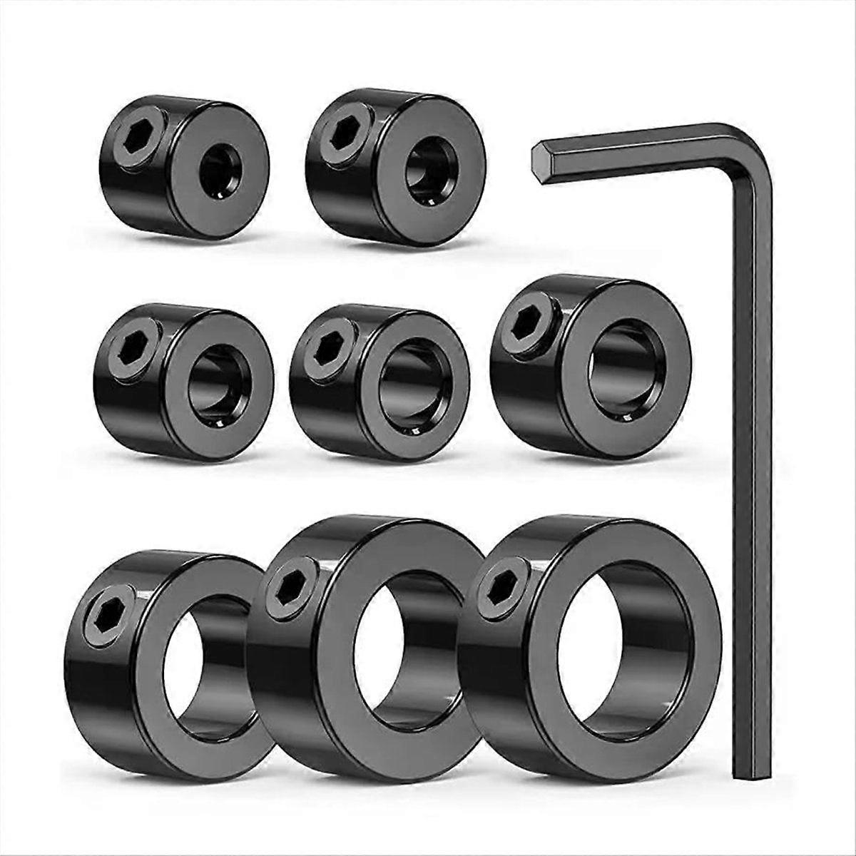 9 PCS Drill Bit Stop Collar Set with Allen Wrench, Adjustable Depth Stopper, Imperial Size Markings