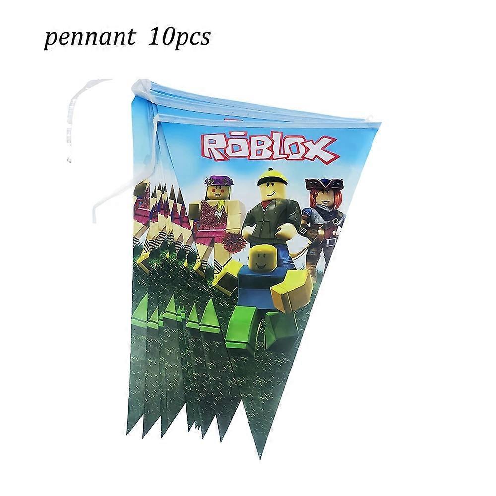 10 pi��ces Roblox anniversaire banderoles drapeaux toile de fond d��coration suspendus fanion banni��re pour enfants b��b�� douche ��v��nement dess