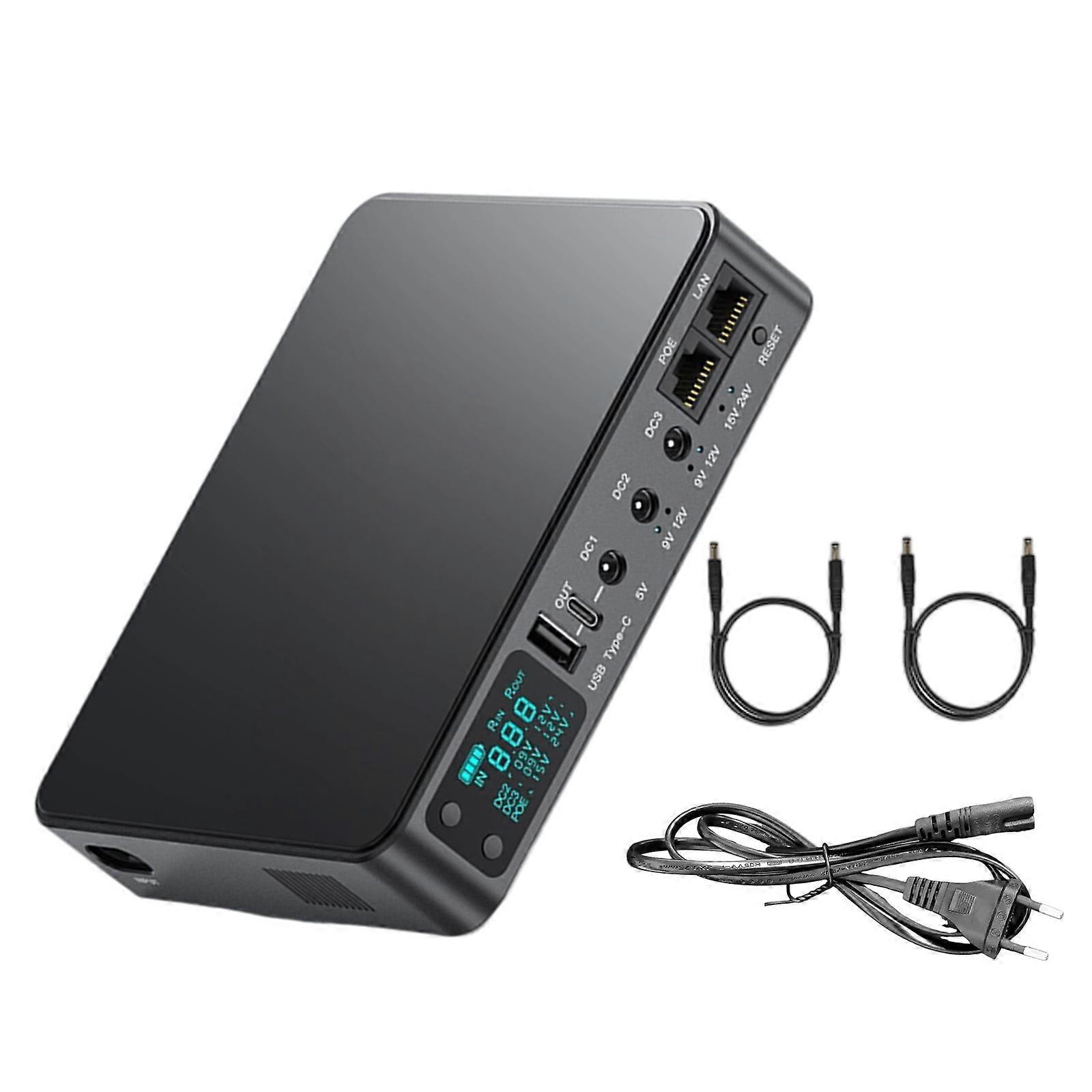 10400mAh/18000mAh Uninterruptible Power Supply 5.5x2.1mm Cable for Home Electronics Supports 5V 9V 12V Output Black Multicolor