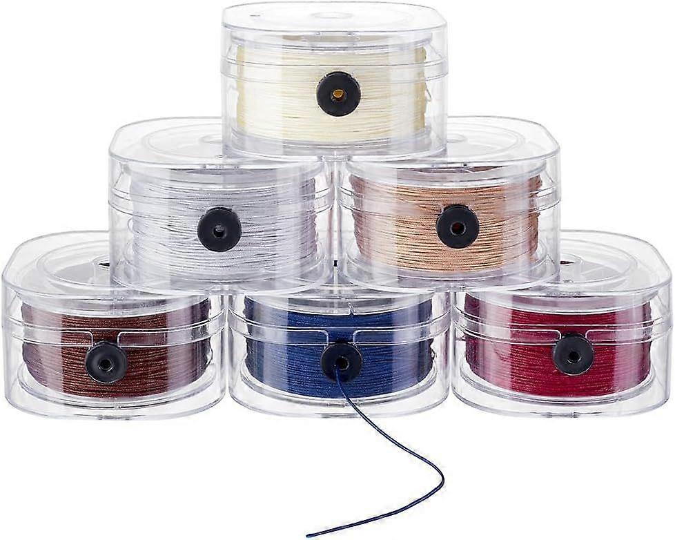 6 Colors 0.8mm Beading Thread Nylon Beading String Cord 328 Yards Chinese Knotting Cord Non-Elastic Thread Cord with Organizing Case for Bracelets Bea