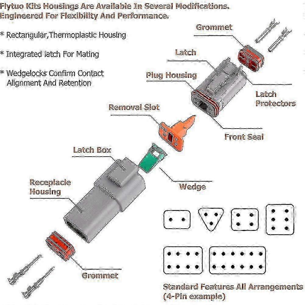 8 sets electrical wire connector plug deutsch dt assortment kit
