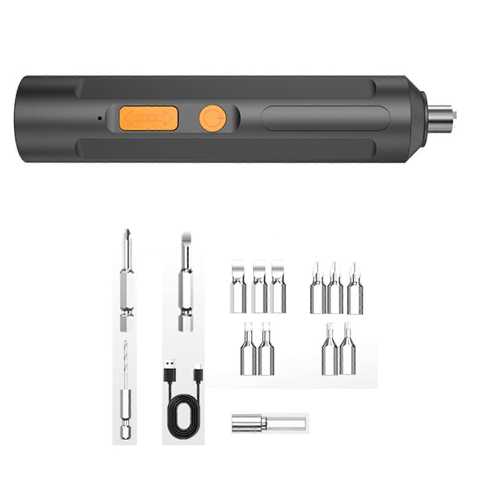 Electric Screwdriver Kit Featuring Various Screwdriver Bits Crosses Flat Head Type Ergonomic Handle Comfort Grip High Capacity Battery Multicolor