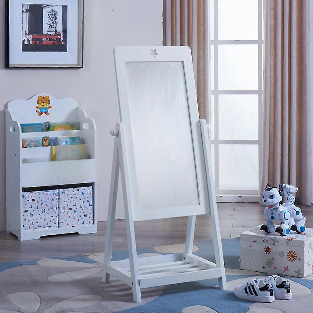 Kids Floor Standing Mirror with Handcarved Fairy Design and Builtin Toy Storage for Bedroom