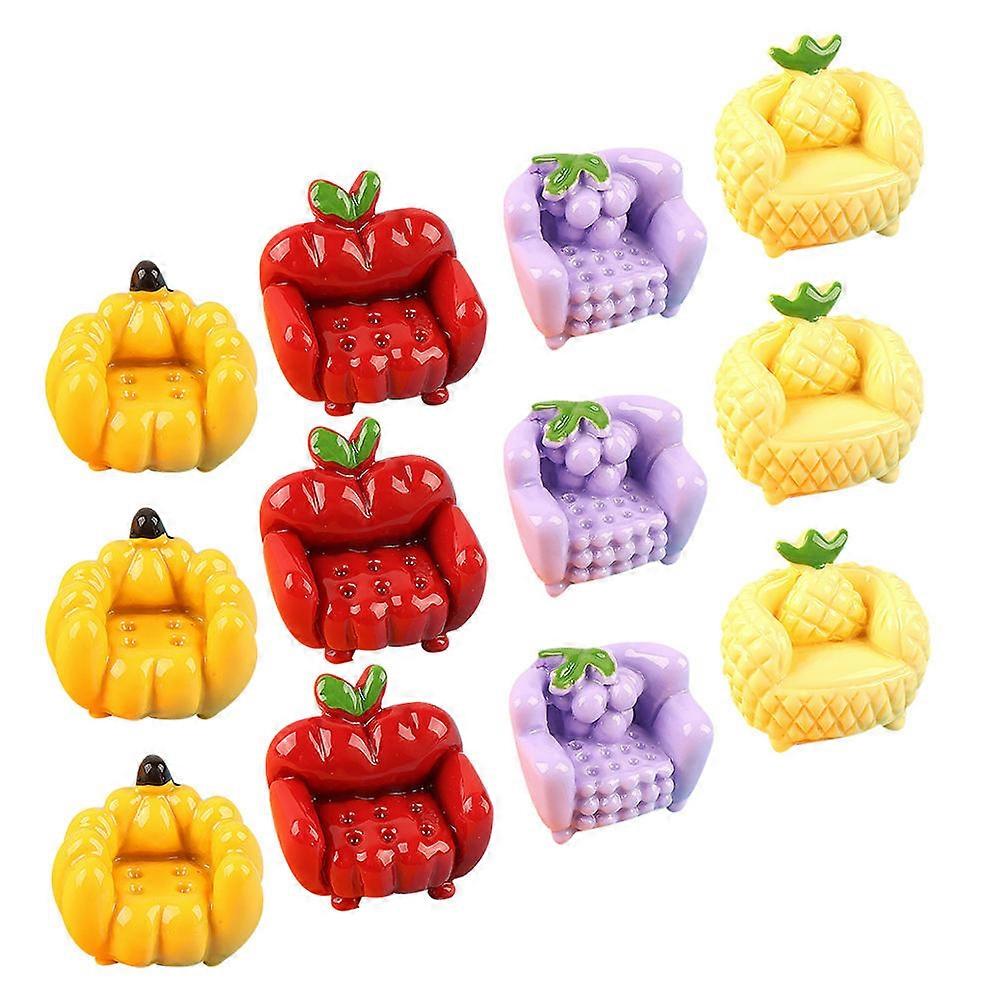 Assorted Color Resin Fruit Sofa Charms for Phone Case DIY 12Pcs Set