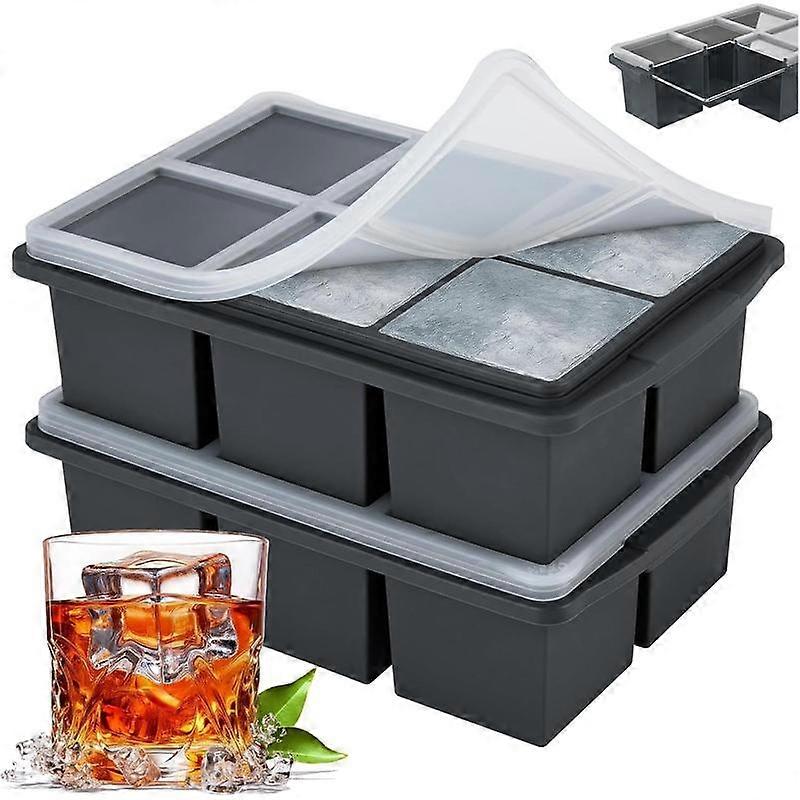 Large Ice Cube Trays for ,  Ice Cube Tray, with Reinforced Steel Ring Top, Makes 12  2-in ice cubes, Square Ice Tray for , , Coffee. (2 Pack