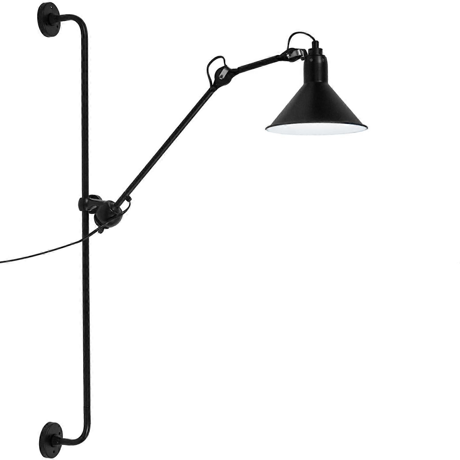Industrial Swing Arm Wall Lamp with 360° Adjustable Matte Black Shade for Bedside and Reading