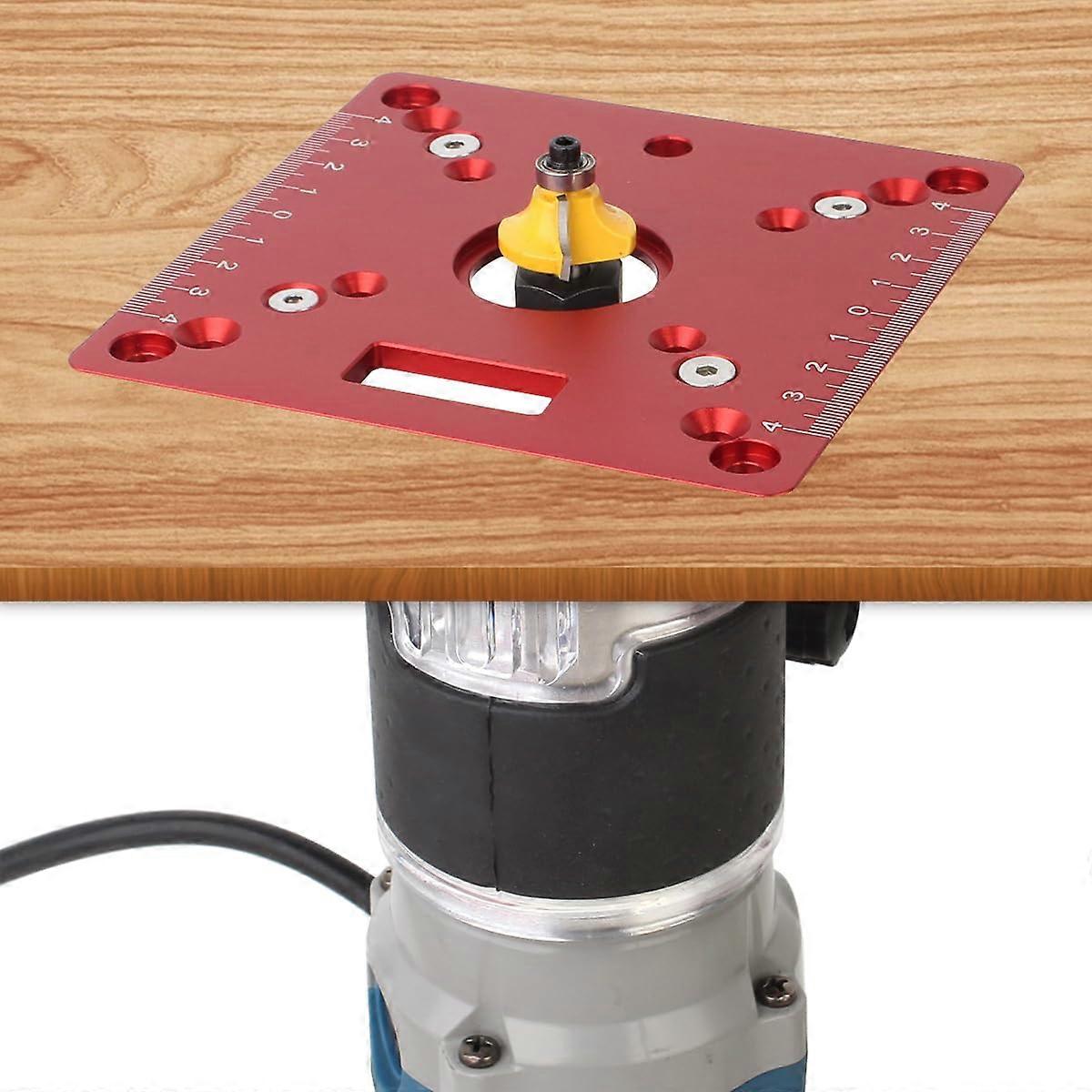Router Table Insert Plate 120mm Square CNC Aluminum for Woodworking Trimmers and Routers Red