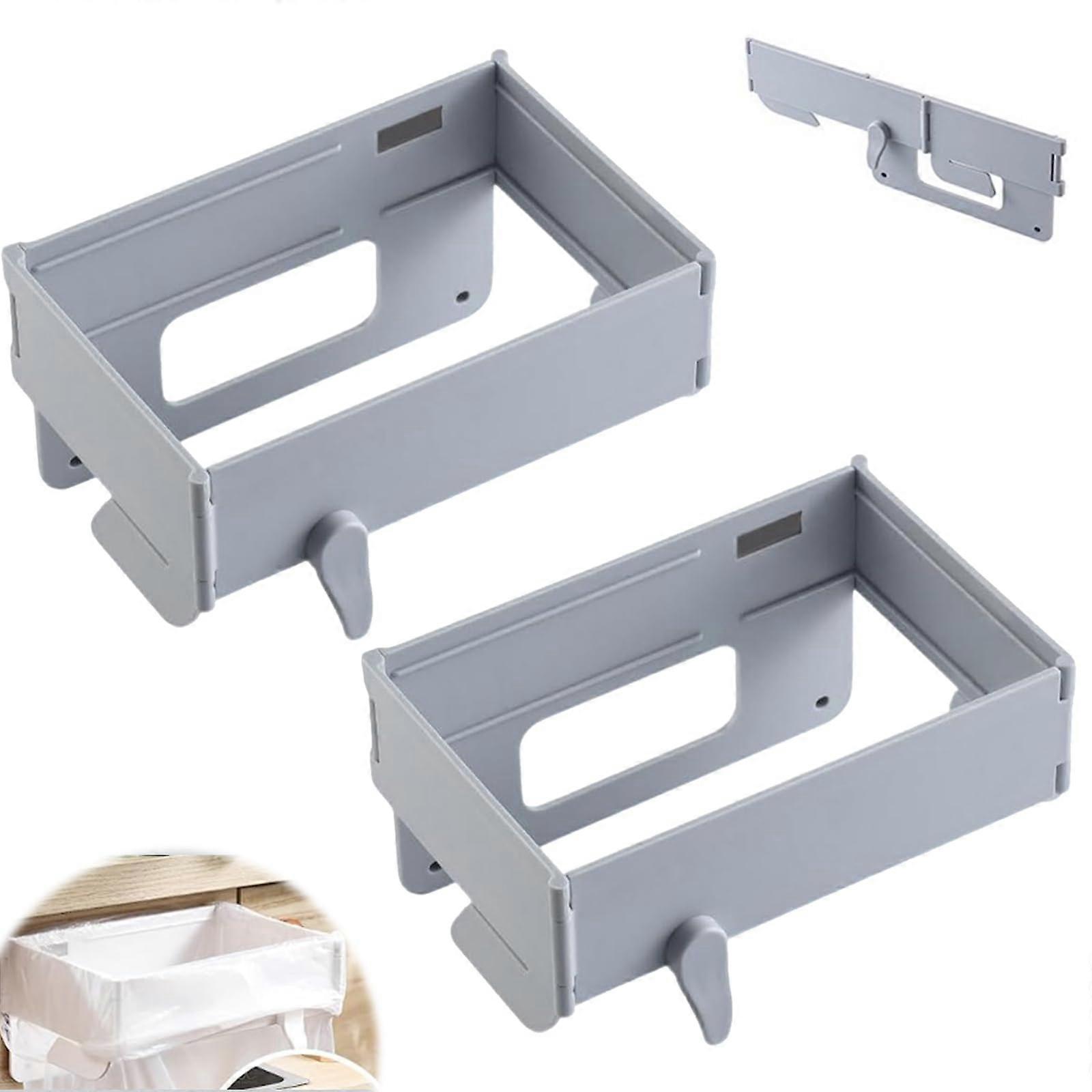 Wall Mounted Trash Can with Magnetic Closure, Foldable Kitchen Garbage Bag Holder, Gray SpaceSaving Organizer