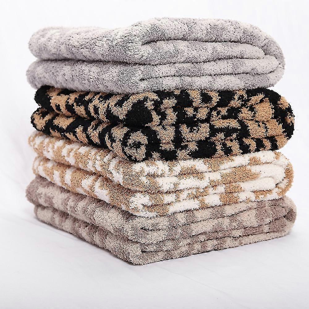 Fleece Sofa Bed Throw Blanket Dual Sided Leopard Pattern Blankets Fluffy Super Soft Warm Throws