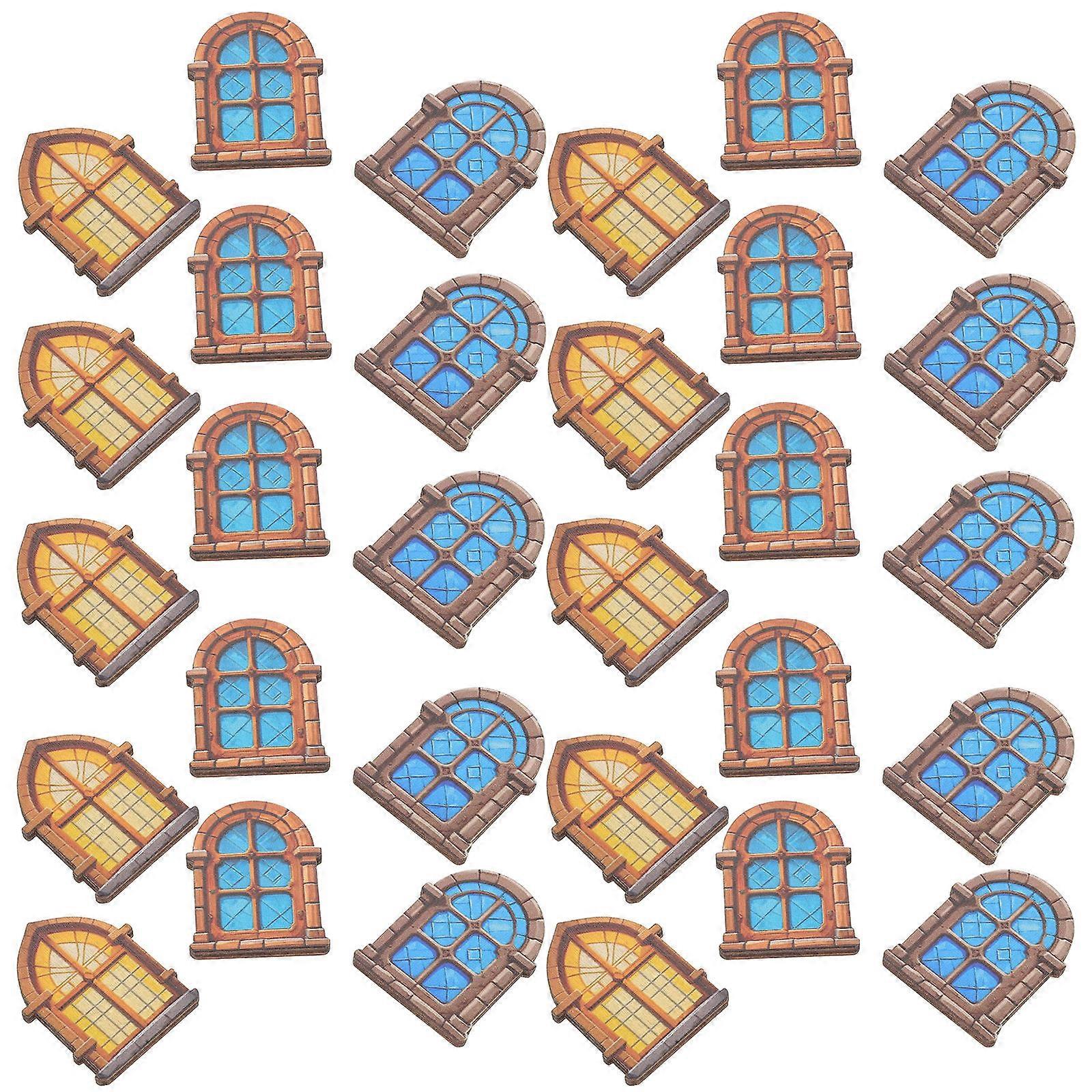 Dollhouse Window Model Wooden Frames for Decoration 30Pcs Assorted Color