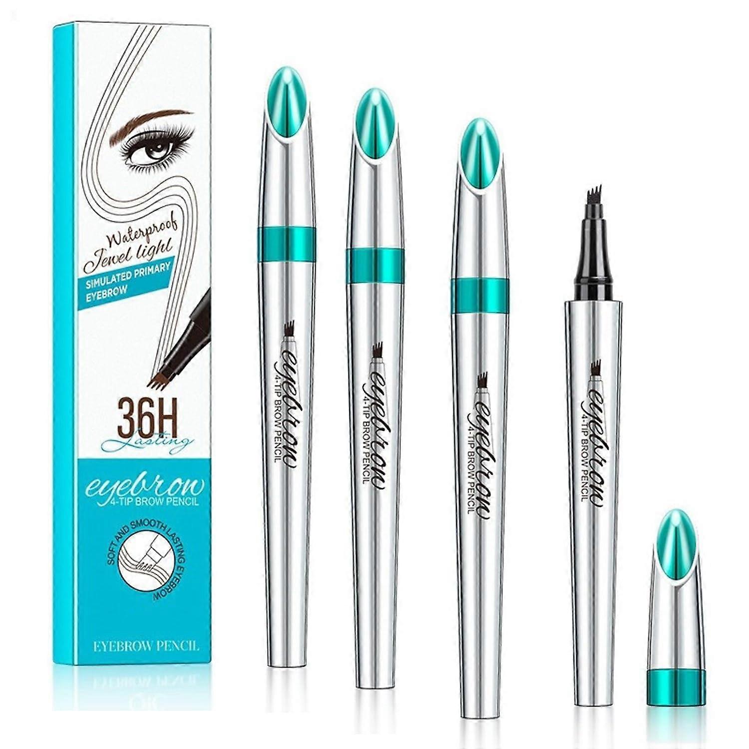 3PC Grey Waterproof Eyebrow Pencil Set, 4 Tip Microblading Brow Pen for Natural Long Lasting Look