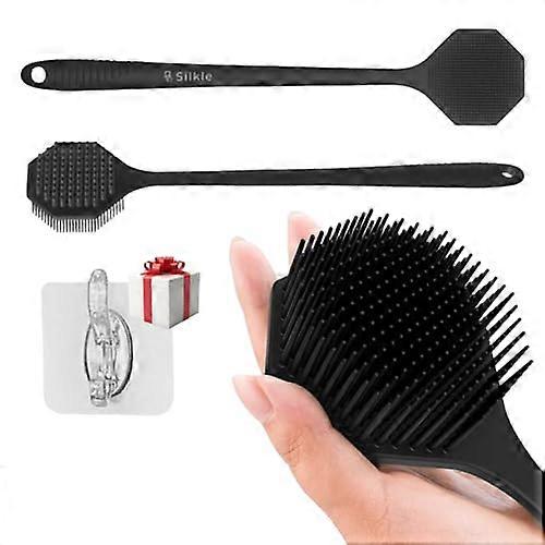 Silicone Back Scrubber with Long Handle Octagonal Shower Body Brush DualSided Exfoliating Cleansing