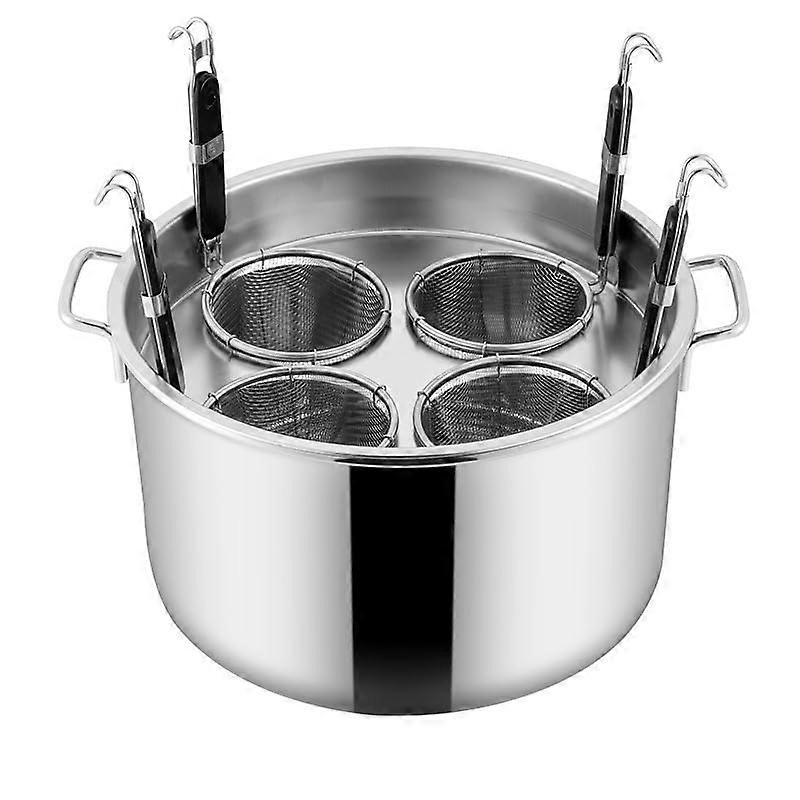 Stainless Steel Pasta Cooker Pot with Strainer Lids and 4 Insert Baskets for MultiFood Cooking