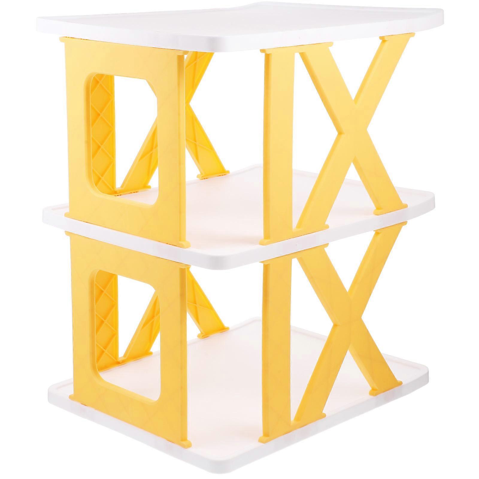 Foldable Yellow Shoe Rack For Kitchen Home 3Pcs Rectangular Space Saving Shoe Stand