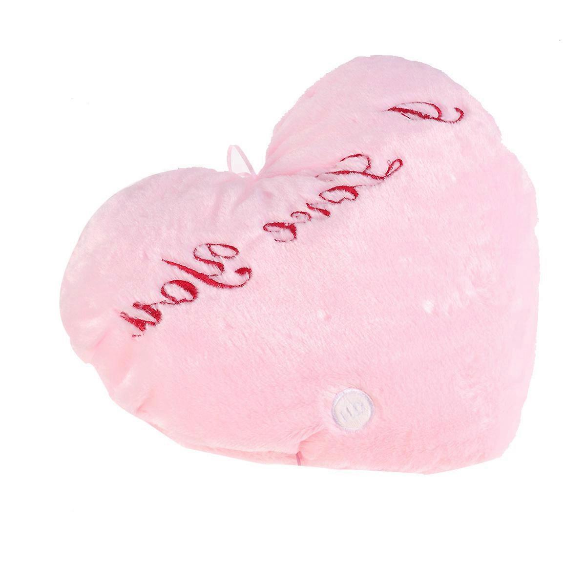 Luminous Throw Pillow Pink Heart Shape Cushion Decorative Soft Toy