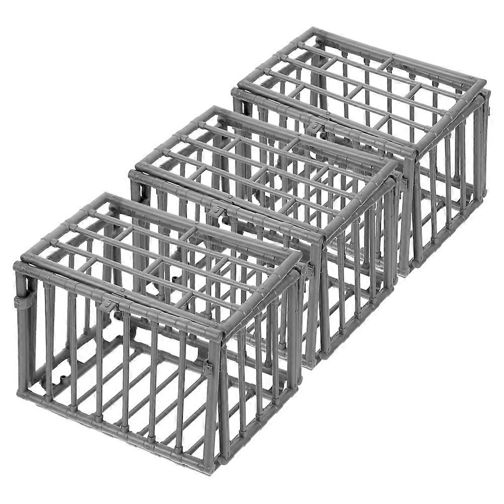 Miniature Cage Model for Decor 3Pcs Plastic Mini Cage with Fine Workmanship