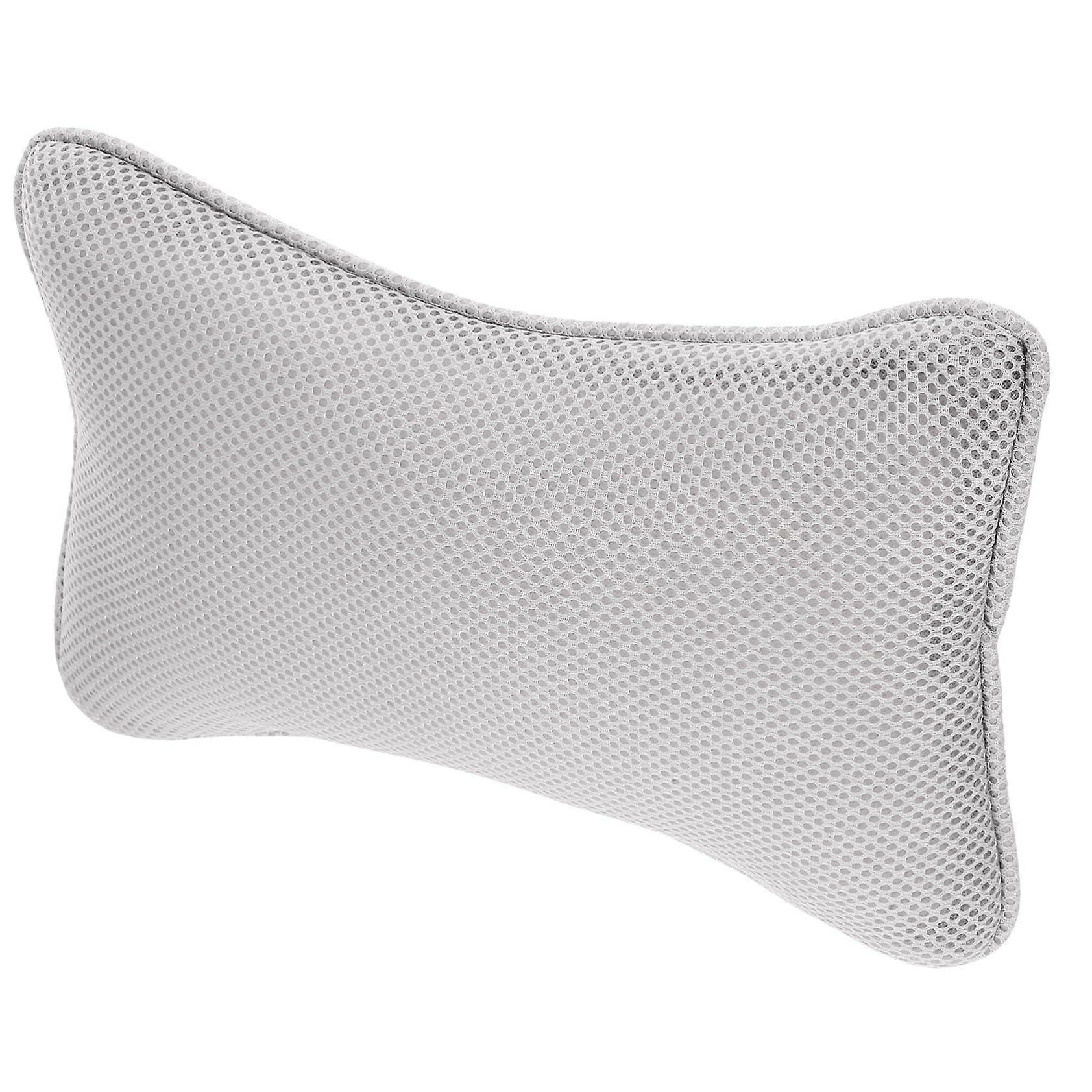 Bath Pillow with Suction Cups Ergonomic Head and Neck Support Waterproof Spa Cushion Grey