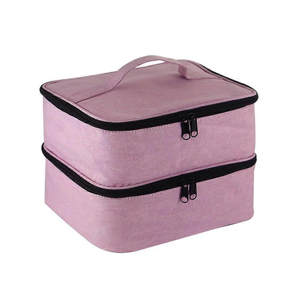 Nail Polish Organizer DoubleLayer Storage Case with 30 Bottle Slots and UV Lamp Compartment