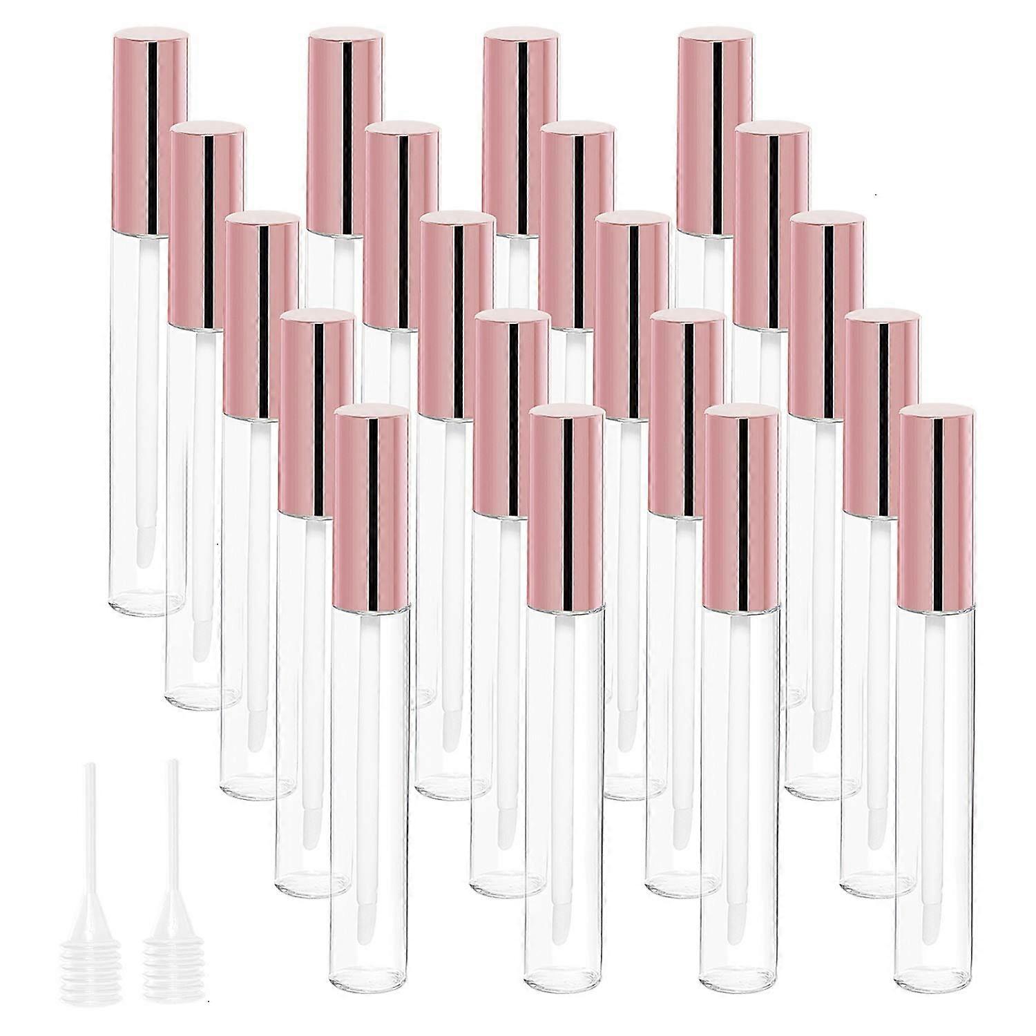 20 Pack Empty Lip Gloss Tubes with Funnels, Refillable Pink Lip Balm Containers for DIY Makeup