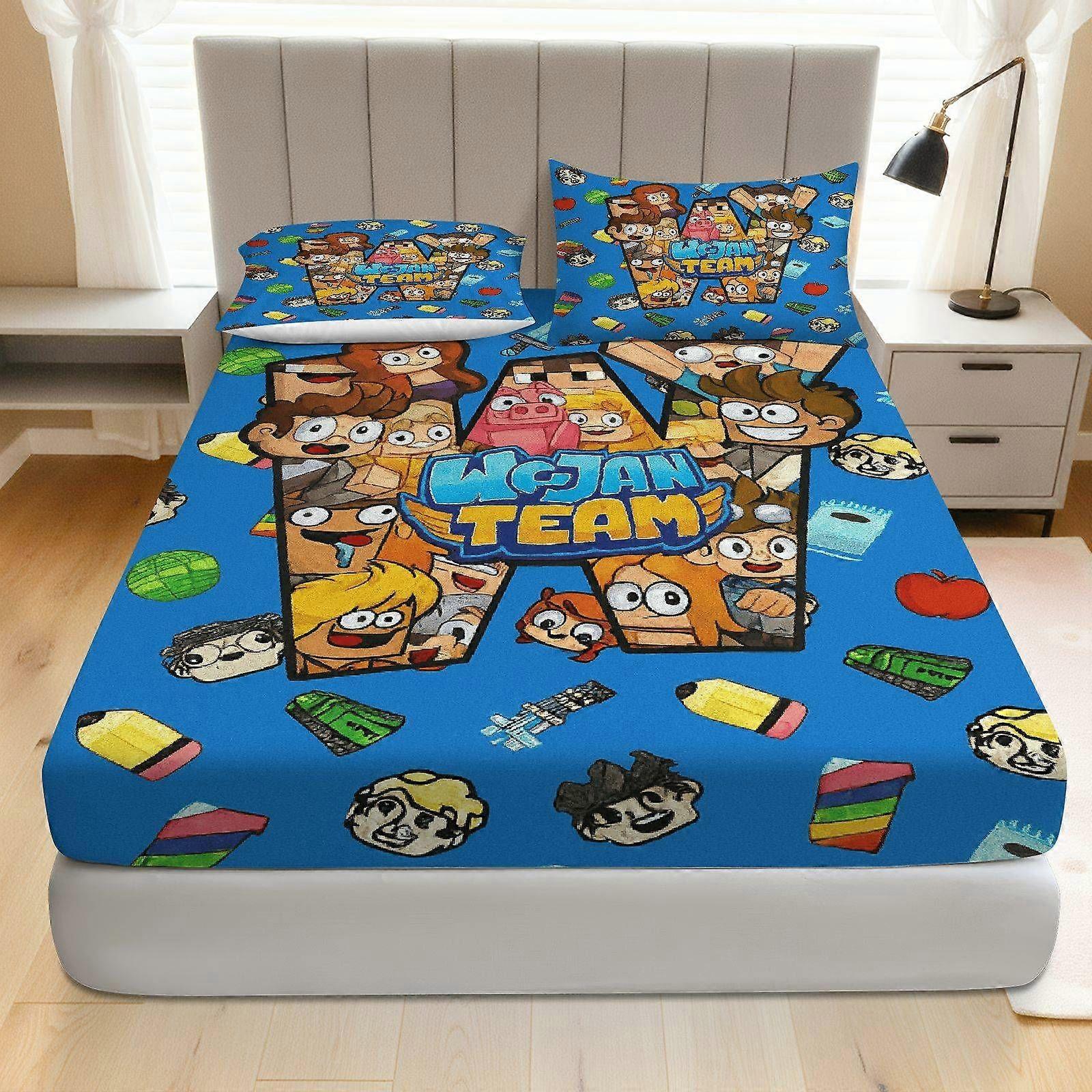 3pcs Fun Fitted Sheet Three Piece Set (1*Fitted Sheet + 2*Pillowcases Coreless)