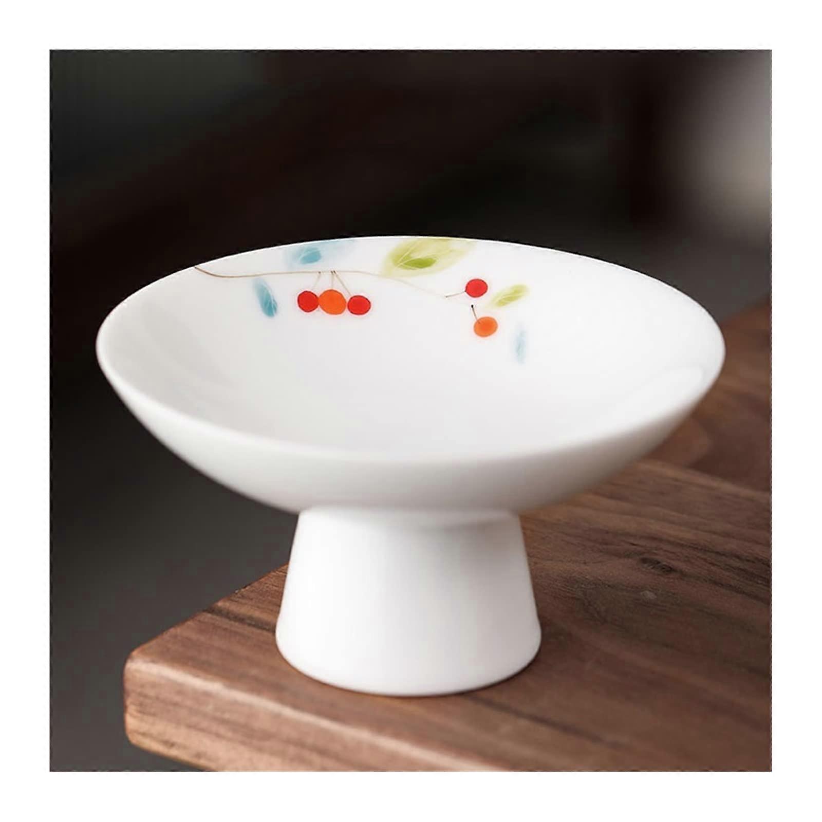 Ceramic Divided Plate Set with ThreeGrid Design, Retro Style, Microwave Dishwasher Safe, Cherry