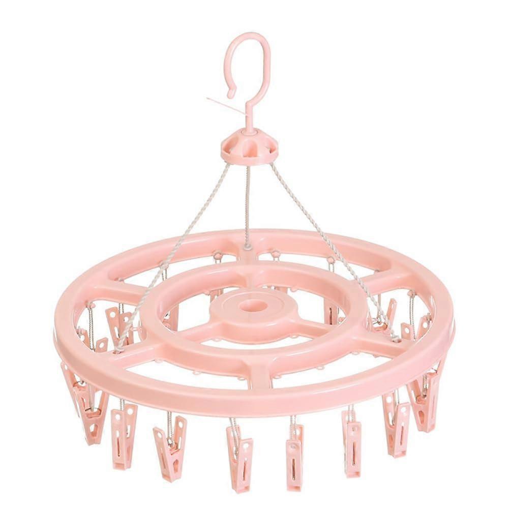 Clothes Drying Rack with 24 Clips, 360° Rotatable Sock Dryer, SpaceSaving Balcony Laundry Hanger