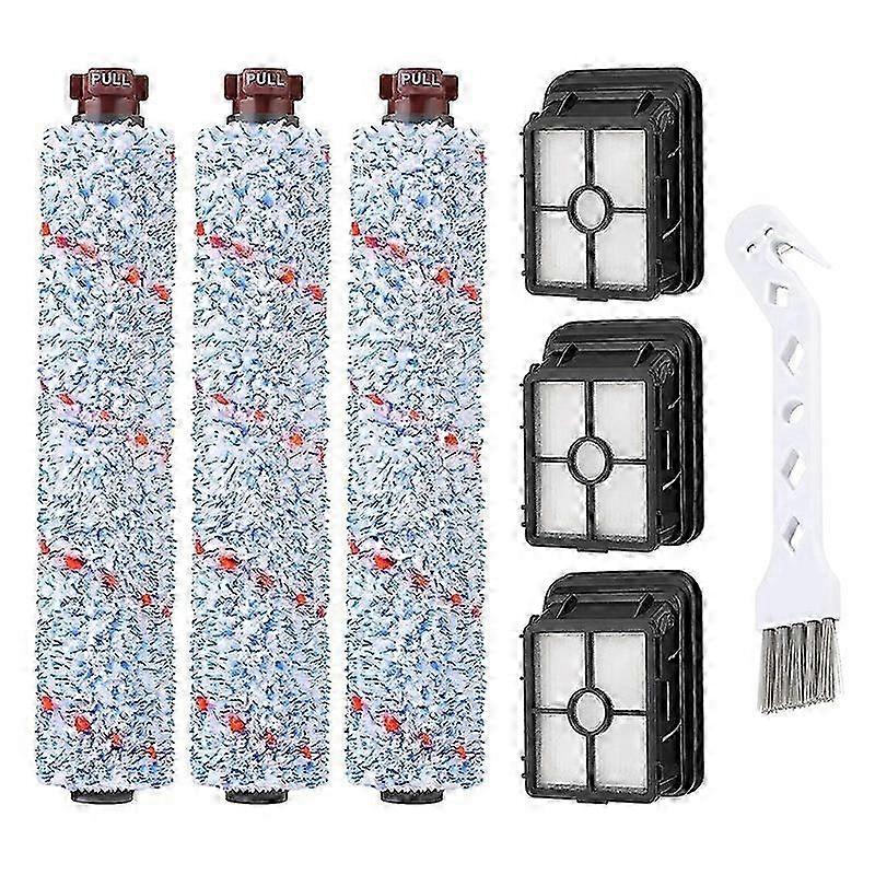 compatible Bissell CrossWave, 3 Multi-Surface Brush Roll + 3 Vacuum Filter