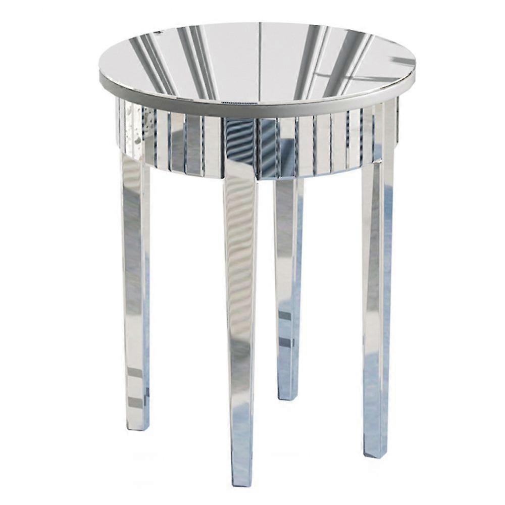 Luxe Argent Verre Miroir Table d’Appoint Canapé Fin Table d’Accent Salon Déco