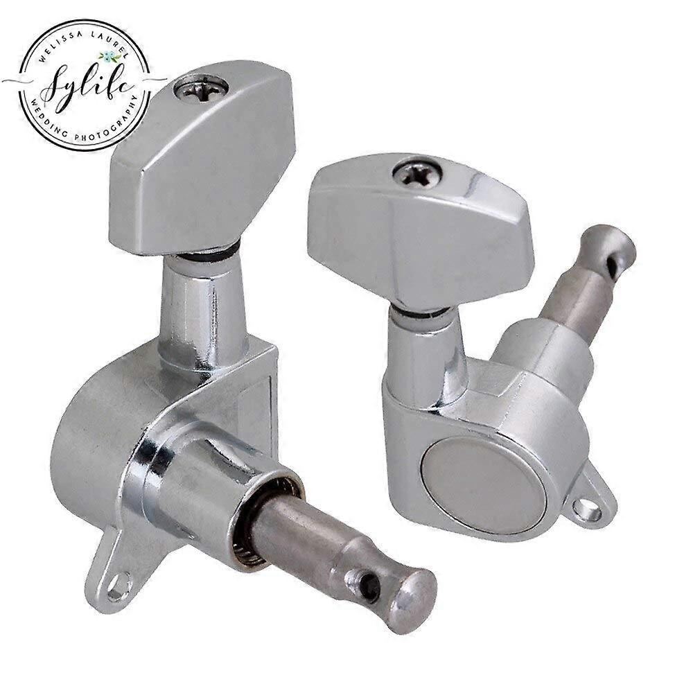 Guitar Tuning Pegs Chrome Inline 6R for Electric Guitar with Precise Tuning Stability