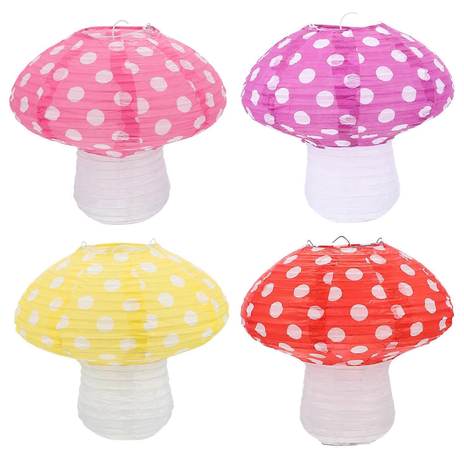 Decorative Paper Lantern Mushroom Shape for Party 4Pcs Hanging Props