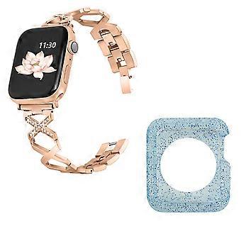 Stilvolles Armband aus Edelstahl mit Strasssteinen in X-Form für Apple Watch Series 3/2/1 (38 mm)