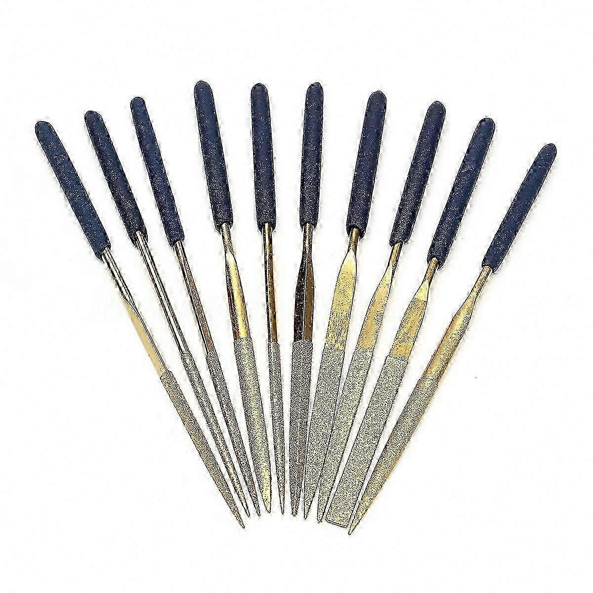10Pcs Titanium Diamond Coating Needle Flat File Set for Metalworking Crafts
