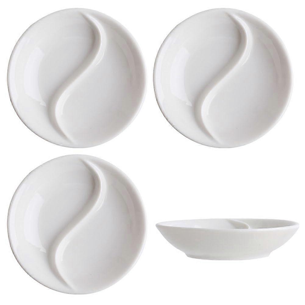 4PCS Small White Ceramic Sauce Dish Set, Stackable Porcelain Dipping Bowls for Appetizers