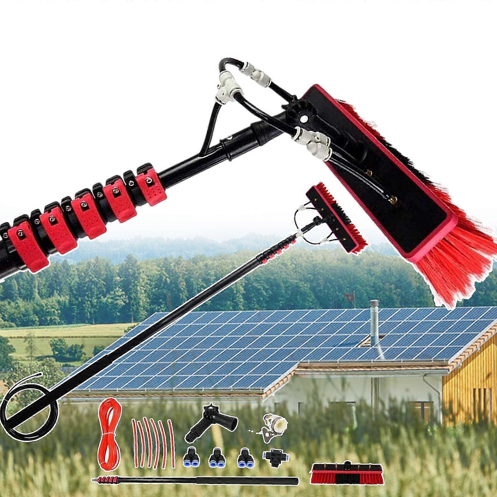 Commercial Window Cleaning Kit with Long Telescopic Reach Solar Panel Brush 3.6m